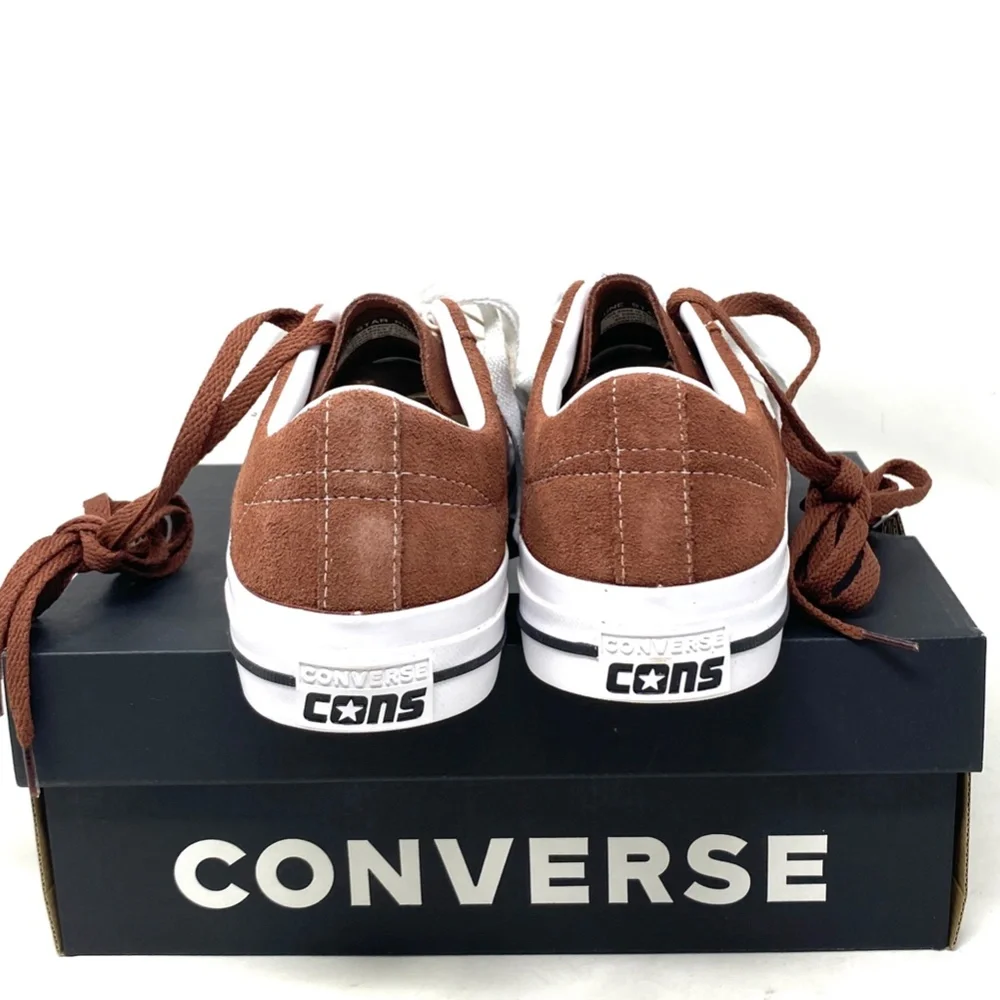 Converse Low Top Sneakers in Brown with White Accents